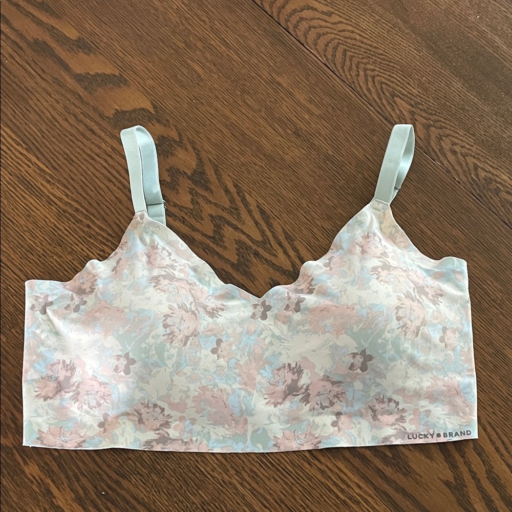 Lucky Brand Women's Floral Bralette - Light Blue and Pink